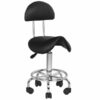 THBC Beauty Saddle Stool Black with Backrest