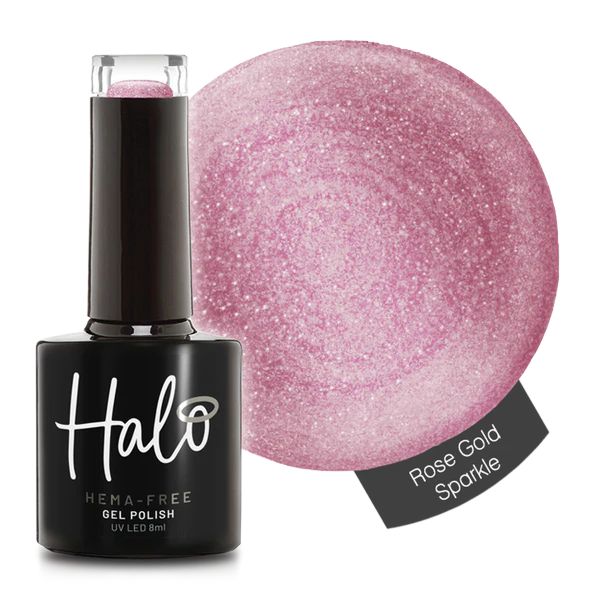 Halo Gel Polish Rose Gold Sparkle 8ml HEMA FREE