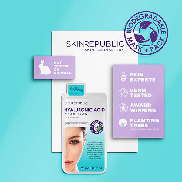 Skin Republic Biodegradable Hyaluronic Acid + Collagen Face Sheet Mask 5