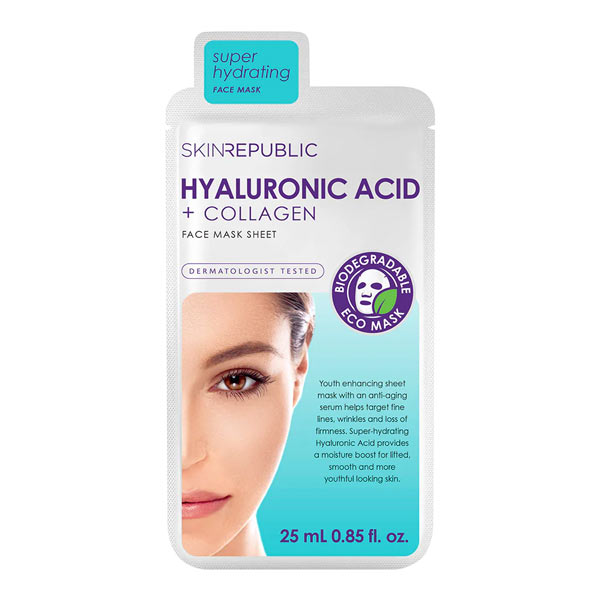 Skin Republic Biodegradable Hyaluronic Acid + Collagen Face Sheet Mask