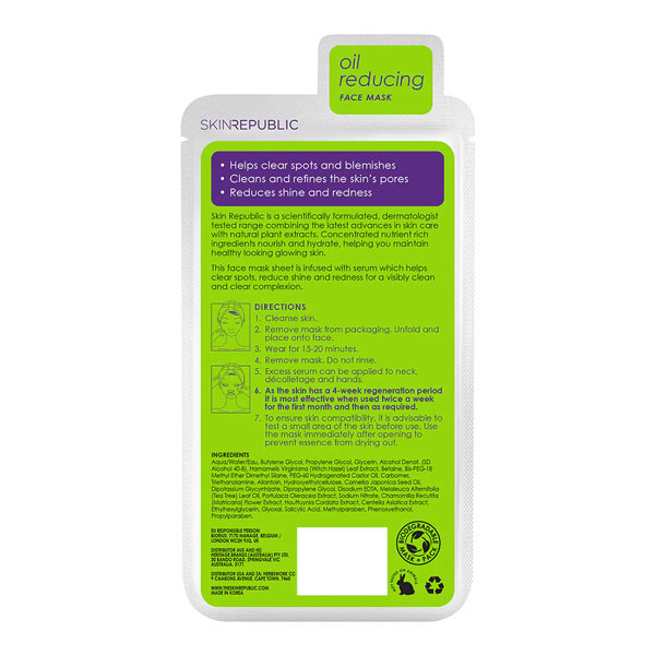 Skin Republic Biodegradable Spots + Blemish + Salicylic Acid Face Sheet Mask 1