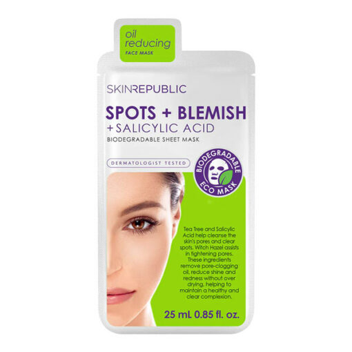 Skin Republic Biodegradable Spots + Blemish + Salicylic Acid Face Sheet Mask