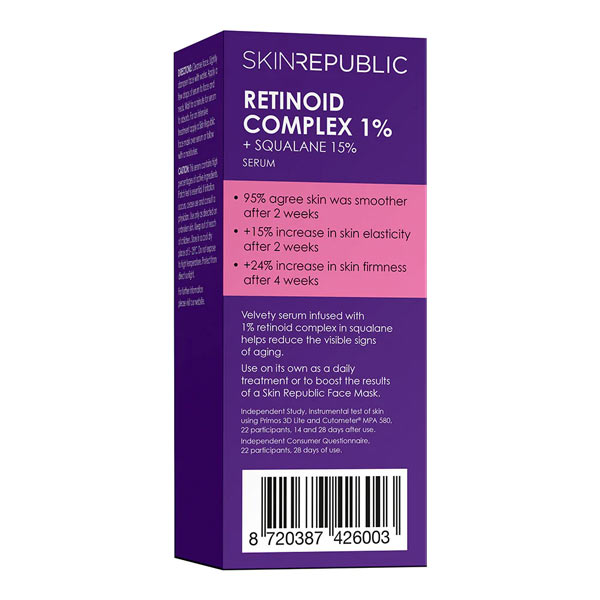 Skin Republic Retinoid Complex 1% Serum 30ml box back