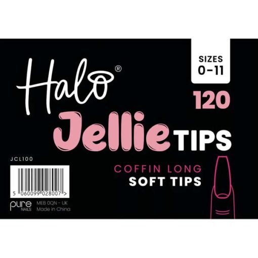 Halo Jellie Nail Tips Long Coffin Mixed 120 Pack