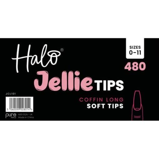 Halo Jellie Nail Tips Long Coffin Mixed 480 Pack
