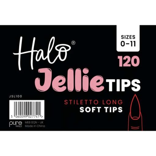Halo Jellie Nail Tips Long Stiletto Mixed 120 pack