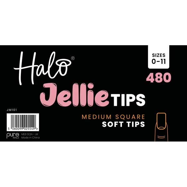 Halo Jellie Nail Tips Medium Square Medium 480 Pack