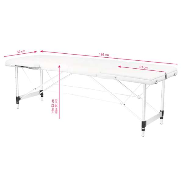 3 Parts Portable Aluminium Massage Bed White 2
