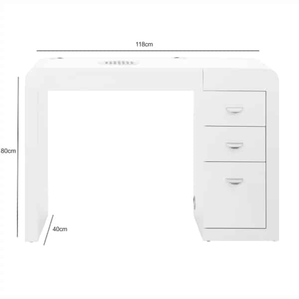 Nail Desk 312 with bagless dust collector size