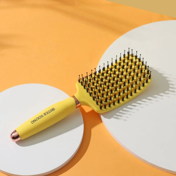 Sister Young OVIA Hair Brush with Boar Bristle Yellow 3