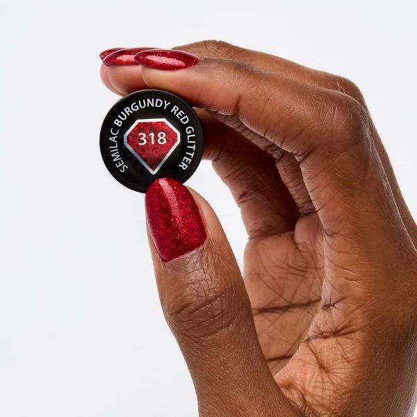 Semilac Gel Polish Burgundy Red Glitter 318 1