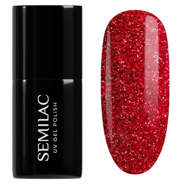 Semilac Gel Polish Burgundy Red Glitter 318
